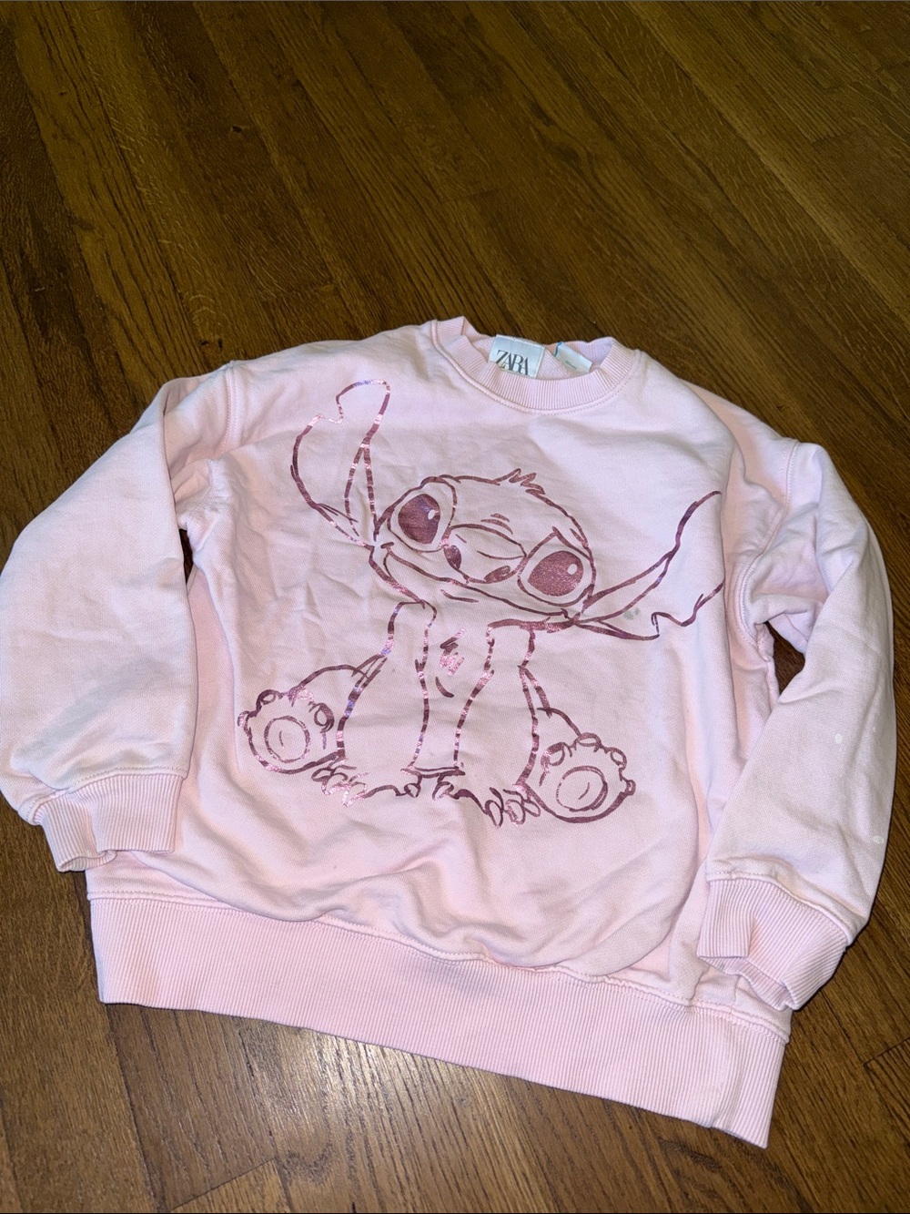 Zara Kids Light Pink Stitch Graphic Sweatshirt